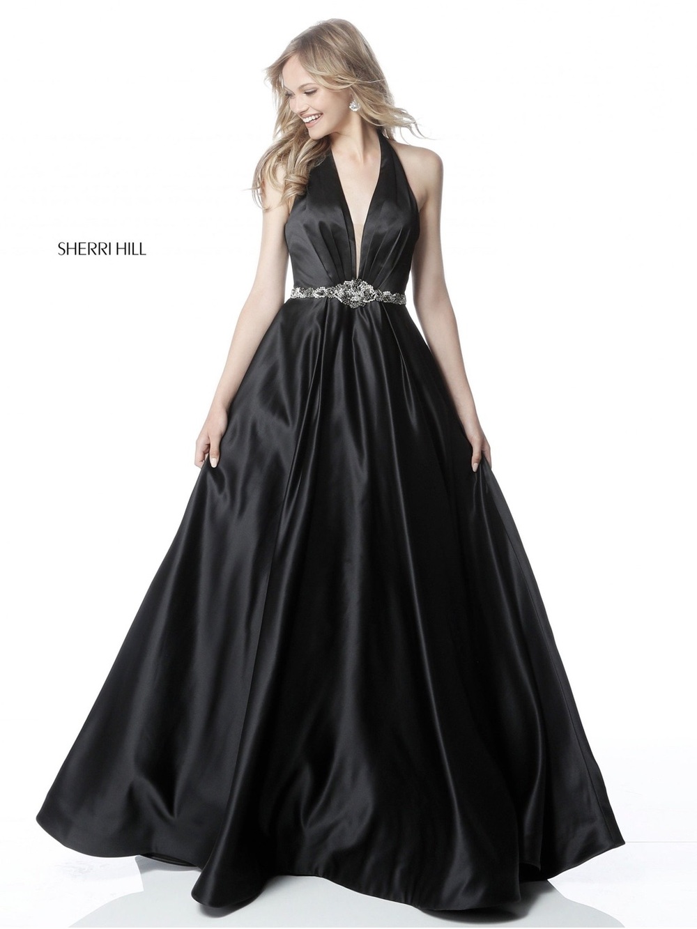 Midnight Satin Statement ✨ Black Tie Glam Sherri Hill Gown NWT